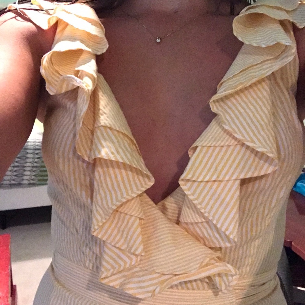 SAYLOR Yellow seersucker dress - Picture 4 of 5